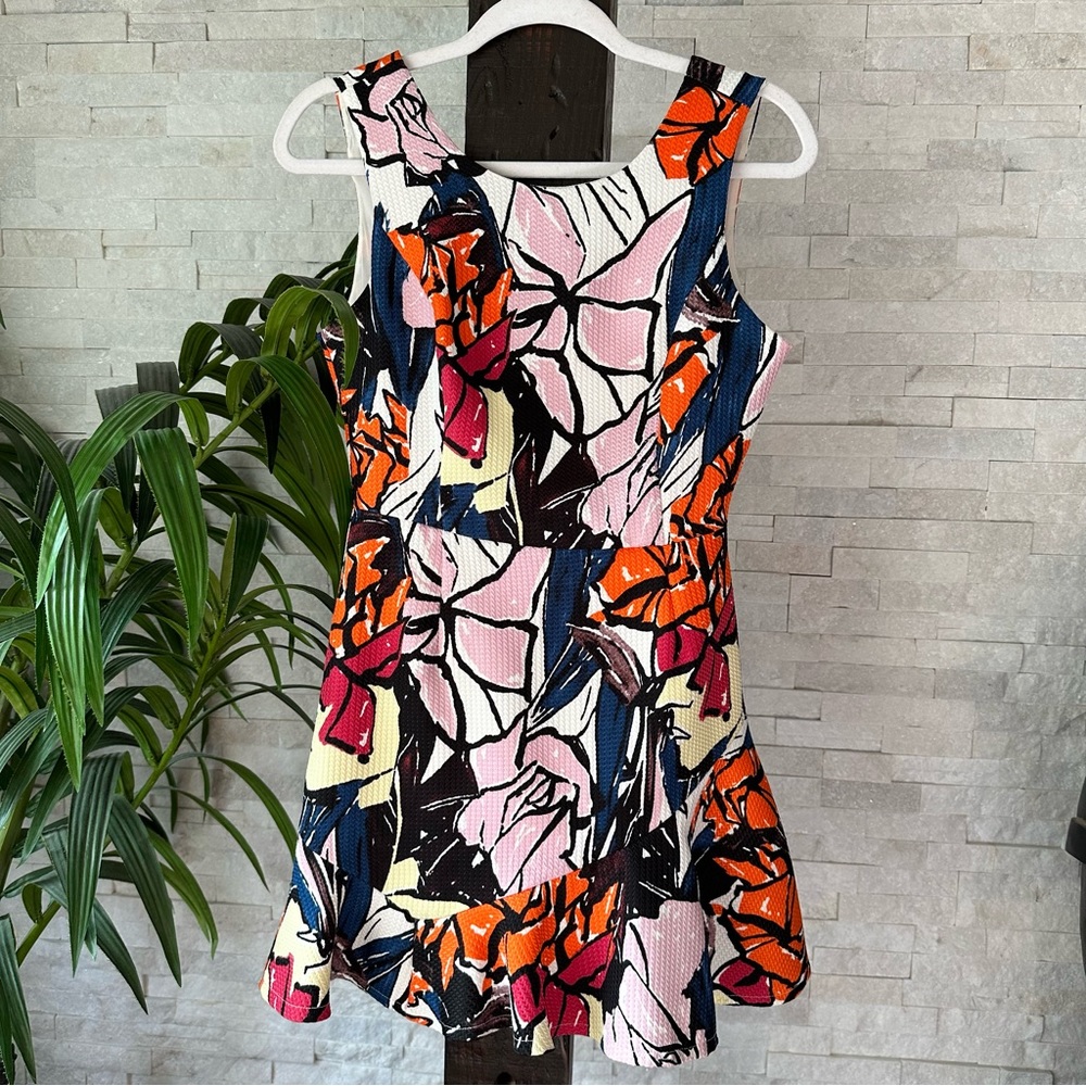 ARK & CO. Floral Multicolor Mini Sleeveless Textured Dress Size Small